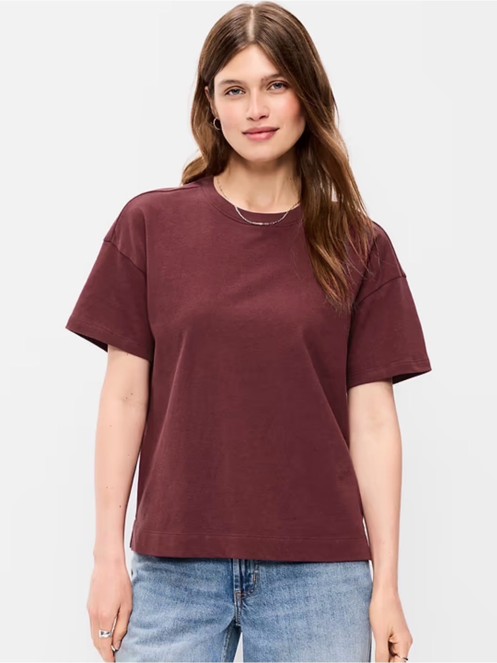 Old Navy women vintage tee Short-Sleeve Crewneck Tee in Burgundy